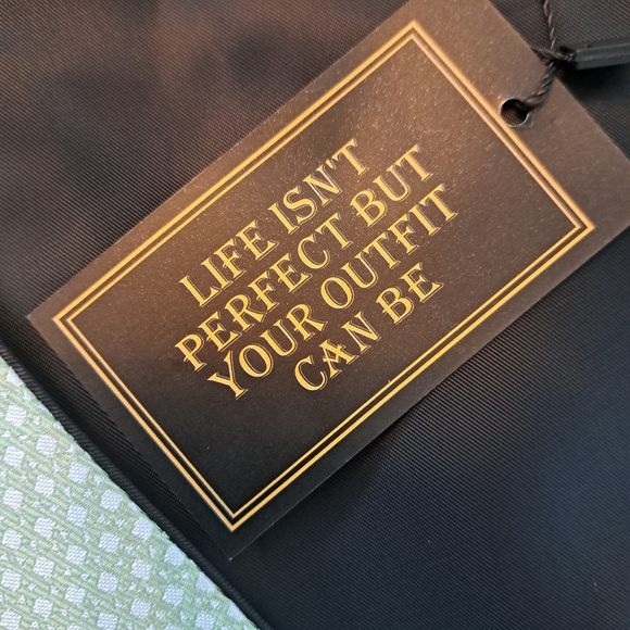 (2) M&L Sage patterned Waistcoat Vest, Tie, Handkerchief, pin & Cufflinks Set - Picture 8 of 11